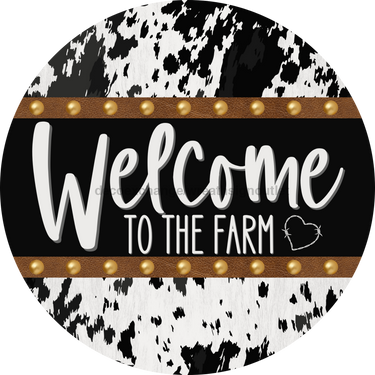 Cow Door Hanger Welcome Dco-01376-Dh 18’ Round Wood